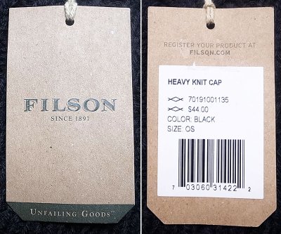 画像3: Filson Heavy Knit Cap BLACK フィルソン ケーブル ニット キャップ 黒 USA製
