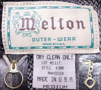 画像2: Deadstock 1990'S Melton Outer Wear メルトン Riders JK Plaid 黒×白 USA製