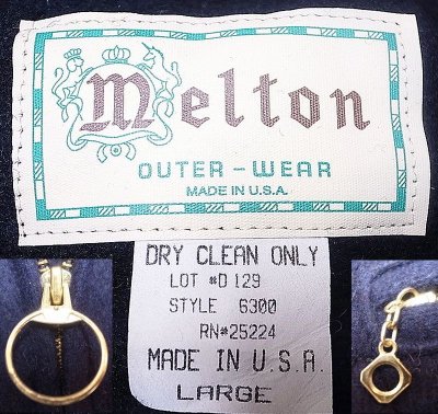 画像3: Deadstock 1990'S Melton Outer Wear メルトン Riders JK 紺 ウール アメリカ製