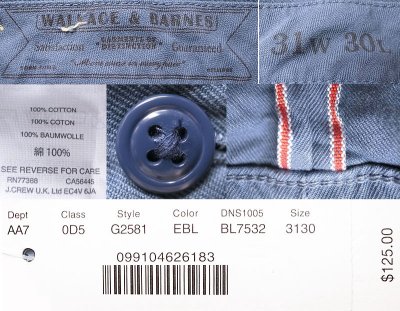 画像3: WALLACE & BARNES Slim Fit Selvedge Chino Trousers 鉄紺Japanese Fabric
