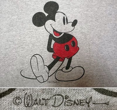 画像2: Deadstock 1990'S Walt Disney Classic Mickey Mouse L/S Tee 杢グレー USA製.