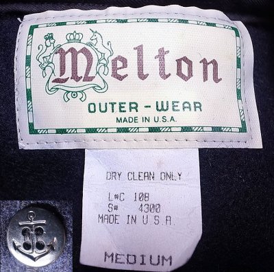 画像2: Deadstock 1990'S Melton Outer Wear メルトン CPO Shirts 紺 Made in USA