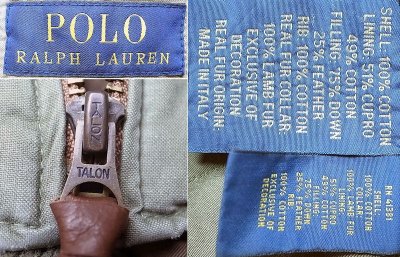 画像3: POLO Ralph Lauren B-15A JK Italian Real Fur Collar ポロ・ラルフ B-15AダウンJK