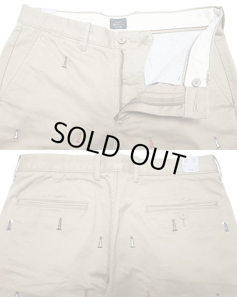 J.CREW 770 khaki Chino Pants Light House刺繍 総柄 ジェイ・クルー