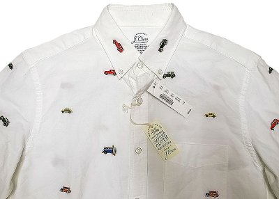 画像2: J.CREW Washed Oxford B.D. Shirts 車刺繍 総柄 白 オックスフォード・ボタンダウン　