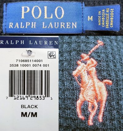 画像3: POLO Ralph Lauren Waffle Thermal Hoodie ポロ・ラルフ フード付 サーマル 黒