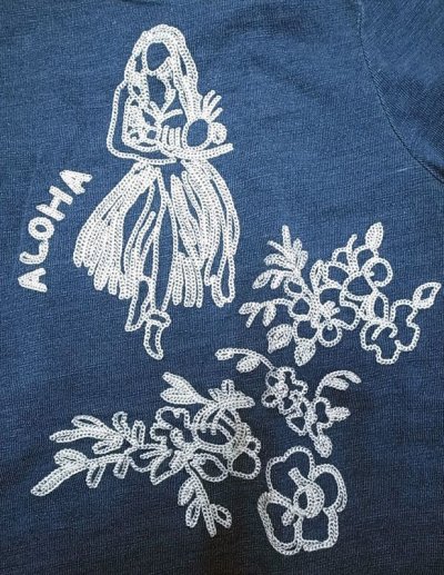 画像2: POLO Ralph Lauren Indigo Hawaiian Embroidery Tee ポロ インディゴ 刺繍Tシャツ