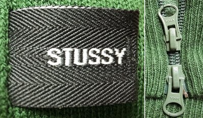 画像1: Deadstock 1990'S STUSSY Zip Knit Jersey デッドストック ステューシー 緑