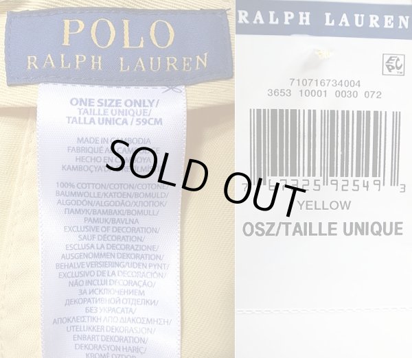 画像6: POLO RALPH LAUREN CAP ポロ・ラルフ ワンポイント ポニー キャップ 黄 (6)