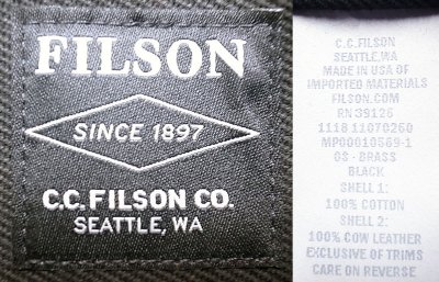 画像3: FILSON TOTE BAG WITHOUT ZIPPER  フィルソン トートバック アメリカ製 黒