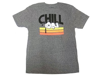画像1: PEANUTS Snoopy "CHILL" 杢グレー ピーナッツ スヌーピーTee  ハイチ製