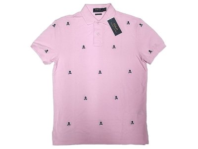 画像1: POLO RALPH LAUREN Skull Polo Shirts Pink ポロ スカル総柄刺繍 ポロシャツ