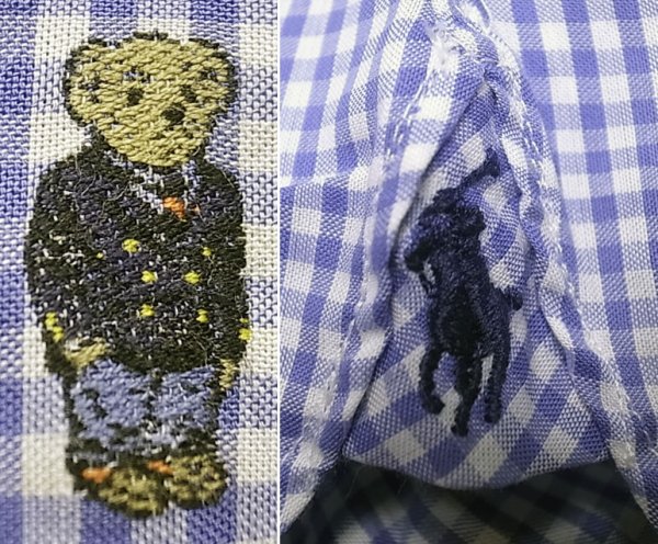 画像5: Ralph Lauren POLO BEAR  Gingham　B.D. Shirts ブロード ポロベア刺繍総柄 (5)