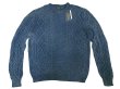 画像1: POLO Ralph Lauren Indigo Cotton Cable Sweater ケーブル編み Vintage加工 (1)