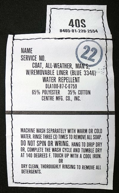 画像2: Deadstock 1987-88'S US.Navy All Weather Coat 米海軍 オールウェーザーコート