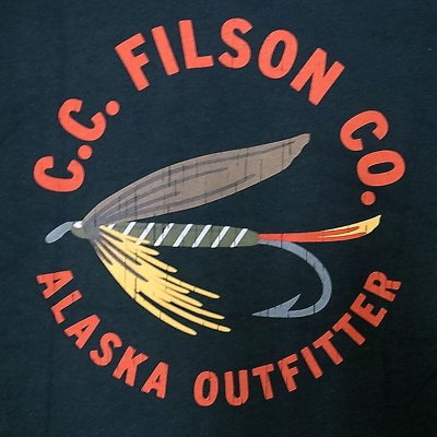 画像2: Filson Graphic Tee "Fly Fishing"Fade Black フィルソンT 毛バリ アメリカ製