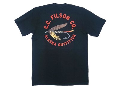 画像1: Filson Graphic Tee "Fly Fishing"Fade Black フィルソンT 毛バリ アメリカ製