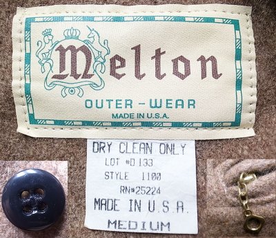画像2: Deadstock 1980-90'S Melton Outer Wear メルトン CPO JK 茶ウール Made in USA