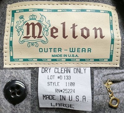 画像3: Deadstock 1980-90'S Melton Outer Wear メルトン CPO JK 灰ウール Made in USA