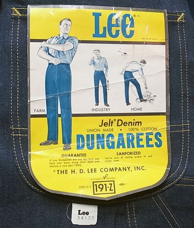 画像2: Deadstock 1970'S(Early) Lee 191Z Jelt Denim Dungarees デッドストック アメリカ製
