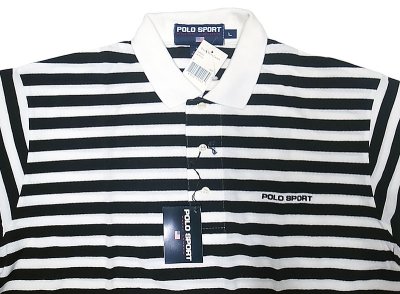 画像1: Deadstock 1993-98'S POLO SPORT Polo Shirts ポロスポーツ ポロシャツ 鹿子 黒白