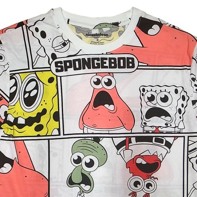 画像2: Nickelodeon SpongeBob Tee  60/40 スポンジボブ 総柄 白 Tシャツ 