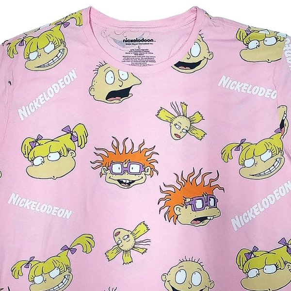 画像3: Nickelodeon Rugrats Tee  60/40 ラグラッツ 総柄 ピンク Tシャツ  (3)