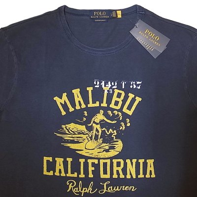 画像1: POLO RALPH LAUREN SURF PRINT Tee "MALIBU CAL" Vintage加工