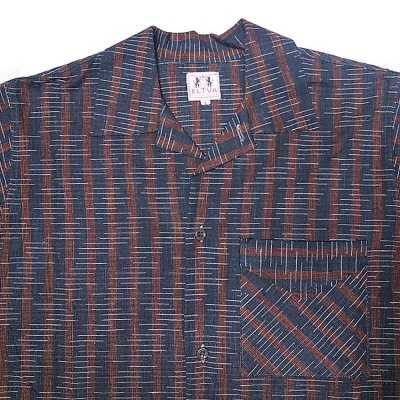 画像1: Deadstock 1970'S ELTVA H/S Shirts 織生地 半袖シャツ フランス製 1