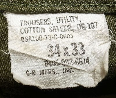 画像3: 【Vintage/Used】1973'S US.ARMY SATEEN OG107 Utility Trousers 34x33