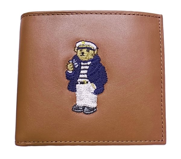 画像2: POLO BEAR LEATHER WALLET ポロ・ベアー 本革二折財布 Sailor TAN (2)
