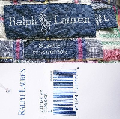 画像3: Ralph Lauren BLAKE H/S Madras Patch-Work B.D.Shirts 1990'S NOS