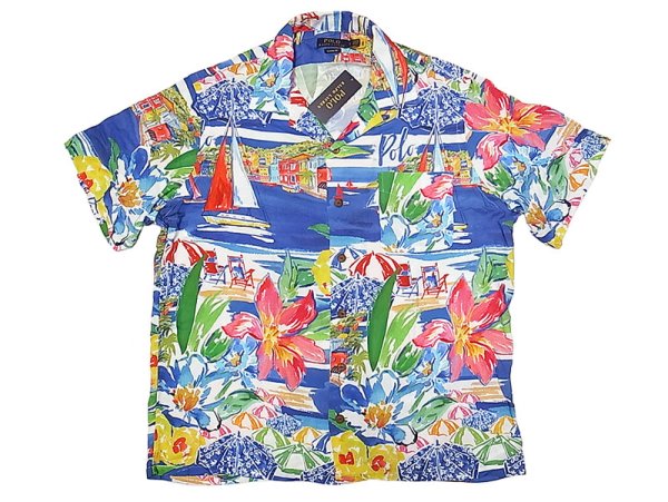 画像1: POLO  Hawaiian Shirts "Hawaiian Beach" レーヨン ハワイアンシャツ  (1)