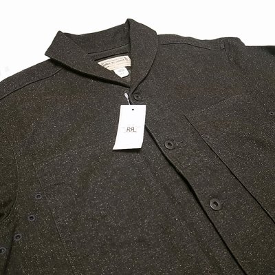 画像1: RRL Salt&Pepper Black Denim Shawl Collar Jump Jacket ダブルアールエル　