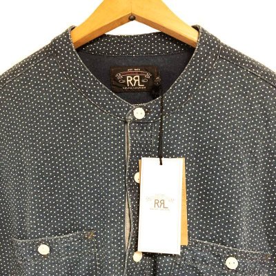 画像2: RRL Indigo Dot Band Collar Shirts  ポルカドット ジャージ プルオーバー