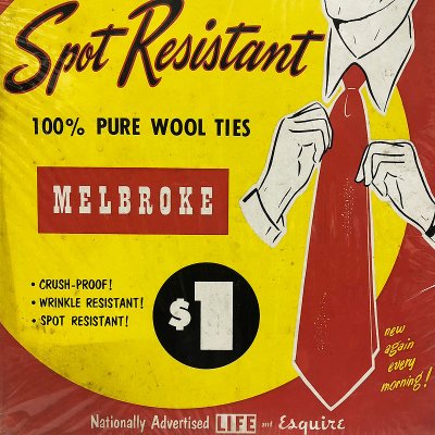 画像2: MELBROKE 100% PURE WOOL TIES AD Pasteboard  NOS 1950'S