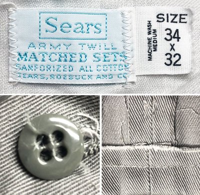 画像3: 【Vintage/Used】SEARS ARMY TWILL GRAY CHINO PANTS 34×32 USA製
