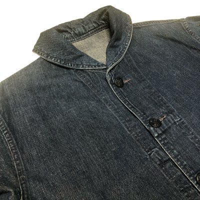画像1: 【Vintage/Used】US.NAVY Shawl Collar DENIM Jacket 1940'S 米海軍実物
