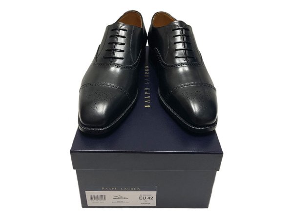 画像1: RALPH LAUREN DENVERII CAP-TOE BLACK CALF MADE IN ITALY 9E(27.5)  (1)