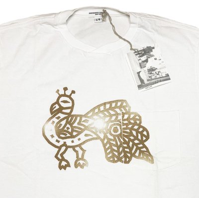 画像1: ENGINEERED GARMENTS® Pocket-Tee "PEACOCK" 白×金 カナダ製 白 L