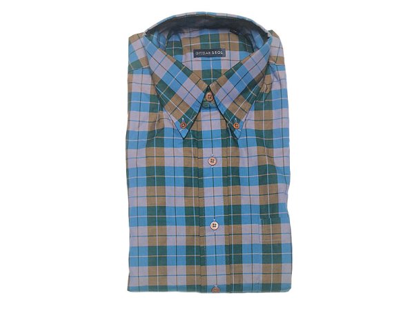 画像1: Deadstock 1990-2000'S GITMAN BROS PLAID B.D.Shirts Made in USA 青緑茶 (1)