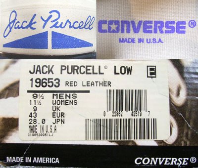 画像2: Deadstock 1990'S CONVERSE Jack Purcell LEATHER 赤 USA製 