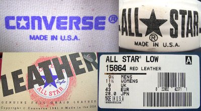 画像2: Deadstock 1990'S CONVERSE ALL STAR LOW RED LEATHER USA製 箱付
