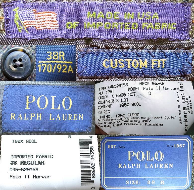 POLO Ralph Lauren Harvard TWEED 3B JK Made in USA ポロ・ラルフ 