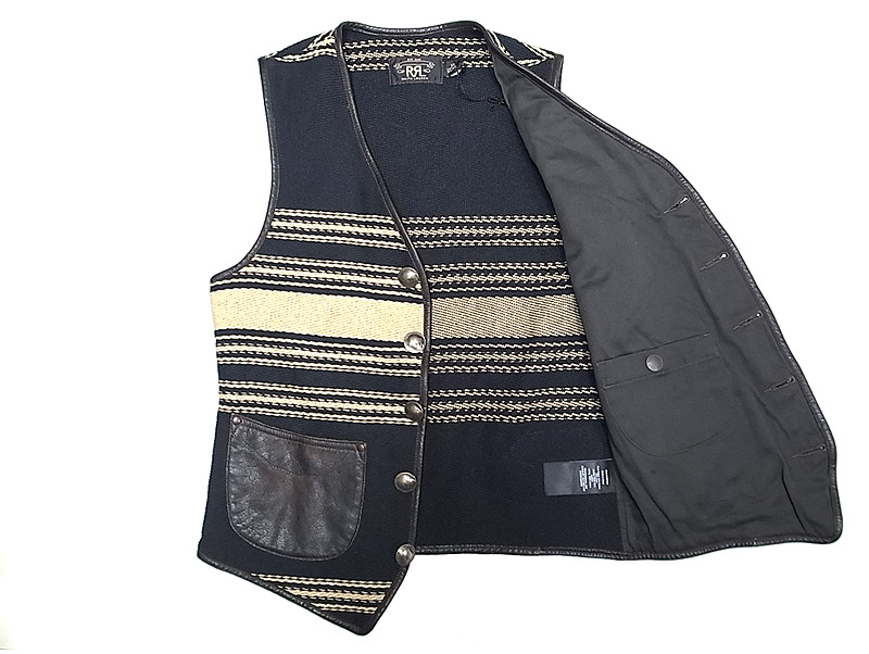 Double RL(RRL) Native Vest ダブルアールエル本革パイピング