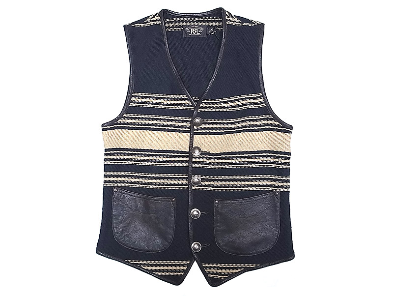 Double RL(RRL) Native Vest ダブルアールエル本革パイピング ...