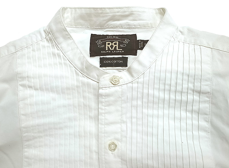 Double RL(RRL) Band-Collar Dress Shirts ダブルアールエル 白 ドレス ...