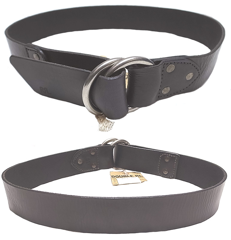 Double RL(RRL) LEATHER RING BELT ダブルアールエル リングベルト 黒 ...