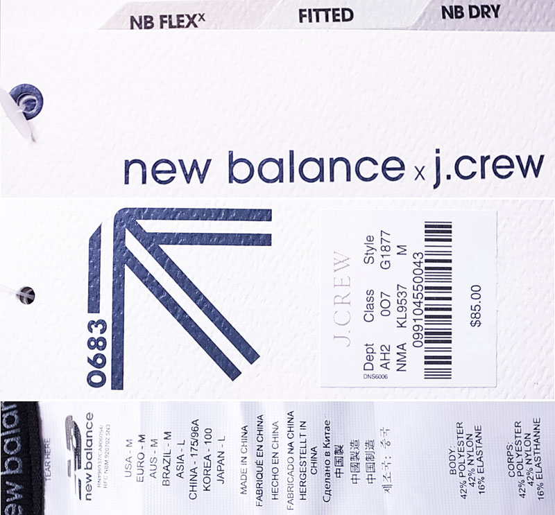 New balance x J.Crew 0683 NB DRY FLEX L/S 3D Stretch Reflect 