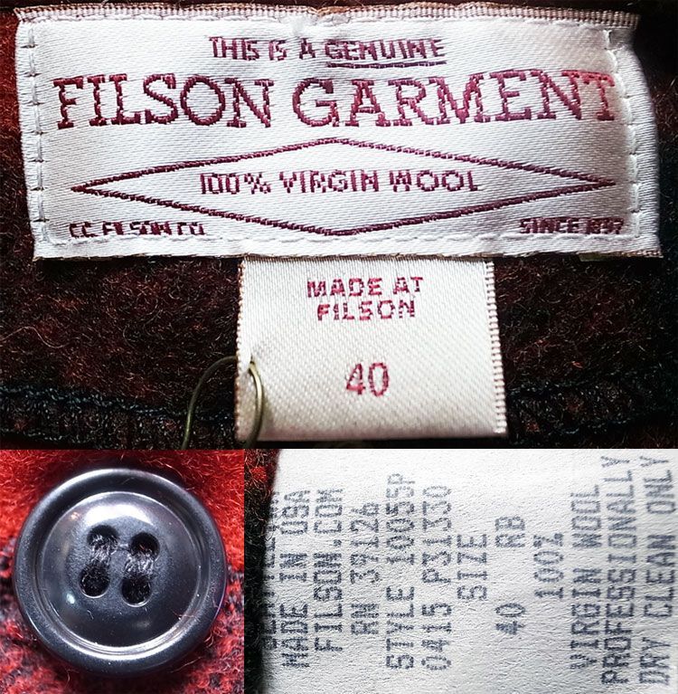 フィルソン　マッキーノベスト　USA製 赤×黒　40ジャケット/アウター